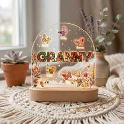 Personalized Floral Family Night Light - Custom Names Acrylic Lamp Gift For Loved Ones - thumbnail 3