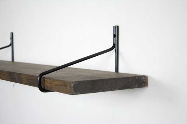 steel Shelf Brackets - Black Bathroom Shelving Metal Hardware Included - image 1