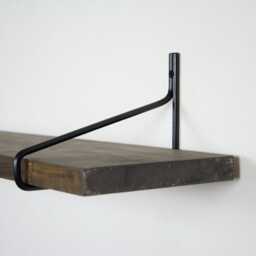 steel Shelf Brackets - Black Bathroom Shelving Metal Hardware Included - thumbnail 3