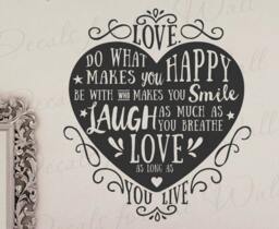 Love Do What Makes You Happy Who Smile Laugh Breathe As Long Live Rachel Ann Nunes Lds Mormon Wall Decal Vinyl Art Q93 - thumbnail 1