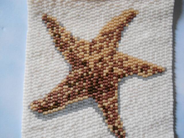 Starfish Beaded Wall Hanging, Peyote Stitch - image 1