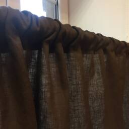 Brown Linen Curtain Panel Stone Wash Drapes, Custom Length - thumbnail 2