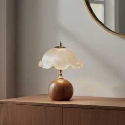 Vintage Glass Aesthetic Table Lamp, Fluted Flower Petal Desk Ambient Bedside Lamp Gift - thumbnail 2
