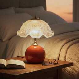 Vintage Aesthetic Table Lamp, Glass-Look Flower Petal Desk Ambient Bedside Gift - thumbnail 4