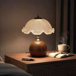 Vintage Glass Aesthetic Table Lamp, Fluted Flower Petal Desk Ambient Bedside Lamp Gift - thumbnail 4