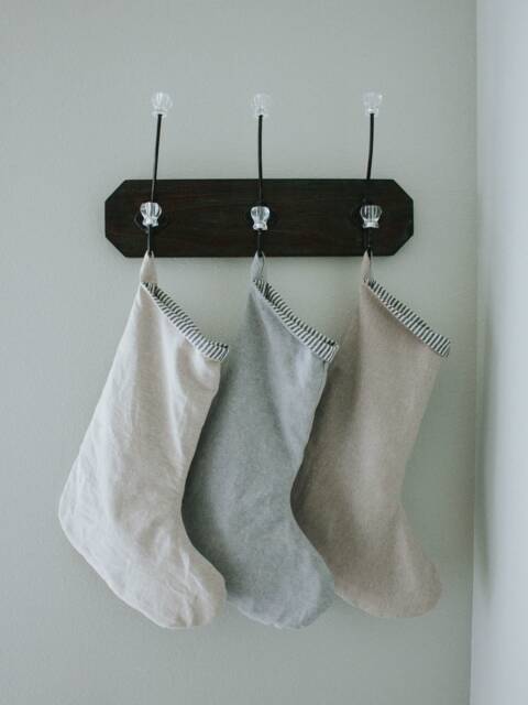 Handmade Linen Christmas Stocking Neutral Farmhouse Holiday Decor - image 1