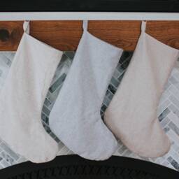 Handmade Linen Christmas Stocking Neutral Farmhouse Holiday Decor - thumbnail 2