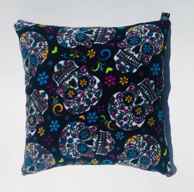 Great Day Of The Dead Candy/Sugar Skull Design On A Fleece Cushion Cover Fits 18 - image 1