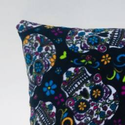 Great Day Of The Dead Candy/Sugar Skull Design On A Fleece Cushion Cover Fits 18 - thumbnail 2