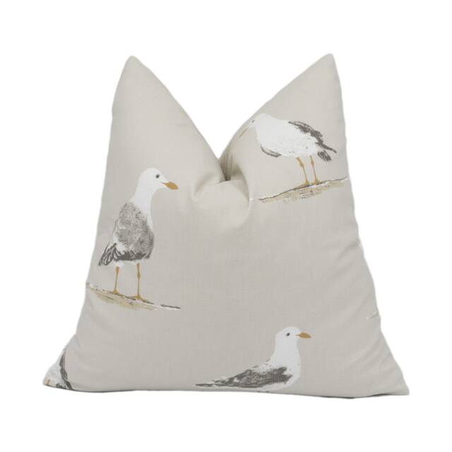 Sanderson - Shore Birds Driftwood Whimsical Seaside Seagull Cushion Cover Handmade Throw Pillow Designer Home D??cor - image 1