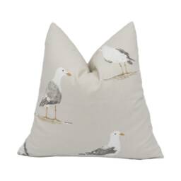 Sanderson - Shore Birds Driftwood Whimsical Seaside Seagull Cushion Cover Handmade Throw Pillow Designer Home D??cor - thumbnail 1