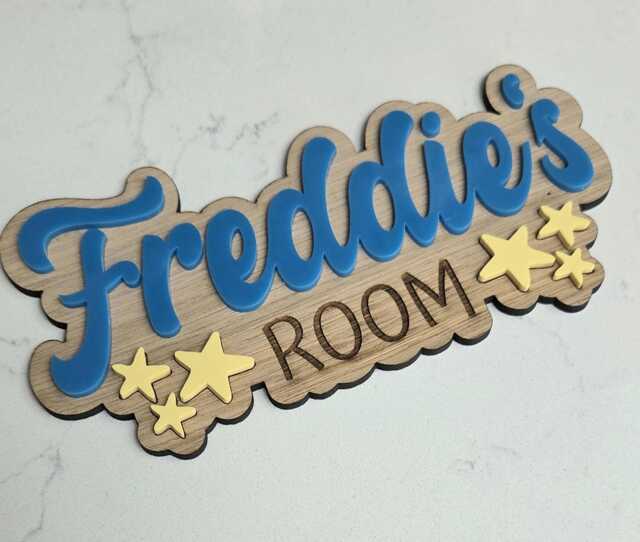 star Themed Children's Room Sign - Bedroom Door Wall Hanging Personalised Kids Decor Nursery Kids Plaque - image 1