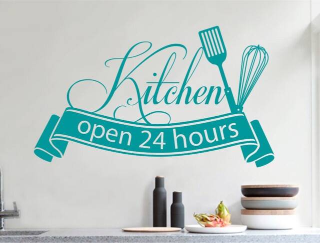 Kitchen Open 24 Hours Wall Sticker, Kitchen Art, Decals, Decor - image 1