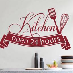 Kitchen Open 24 Hours Wall Sticker, Kitchen Art, Decals, Decor - thumbnail 3