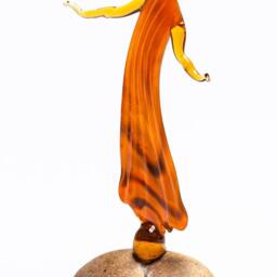 Lampwork Glass Woman Figurine/Red & Yellow Dress Sea Stone Base - thumbnail 3