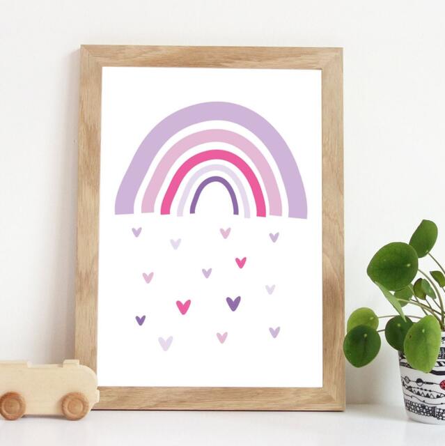 Pink & Purple Rainbow Print, Girls Nursery Prints, Decor, Bedroom Wall Art, Playroom - image 1