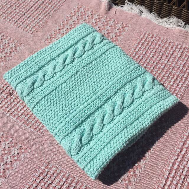 Mint Cable Baby Blanket, Baby Shower, Gift, Boy, Girl, Unisex, Unique, Swaddle, Car Seat, Spring, Knit, Summer, Cotton, Soft - image 1