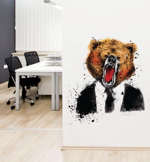 Handsome Bear Wall Sticker Decal - Illustration Stickers, Animals Decals, Home Decor, Art, Illustrations