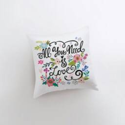 All You Need Is Love Floral Pillow Cover - Gospel Home Decor Pink Polka Famous Quotes Motivational Bedroom - thumbnail 3