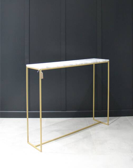 Marble Console Table Gold Powder Coated Mild Steel Frame Carrara - image 1