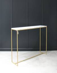 Marble Console Table Gold Powder Coated Mild Steel Frame Carrara