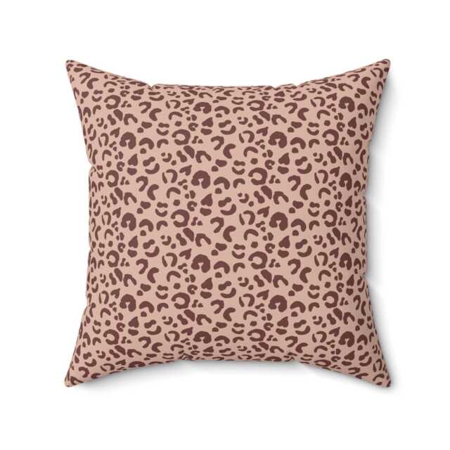 Square Throw Pillow, Leopard Print, Sable Red Blush Pink, Safari Jungle Decor, Animal Modern Bold, Boho Accent Cushion, Cheetah Print - image 1