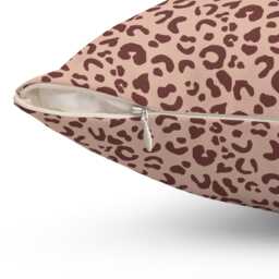 Square Throw Pillow, Leopard Print, Sable Red Blush Pink, Safari Jungle Decor, Animal Modern Bold, Boho Accent Cushion, Cheetah Print - thumbnail 2