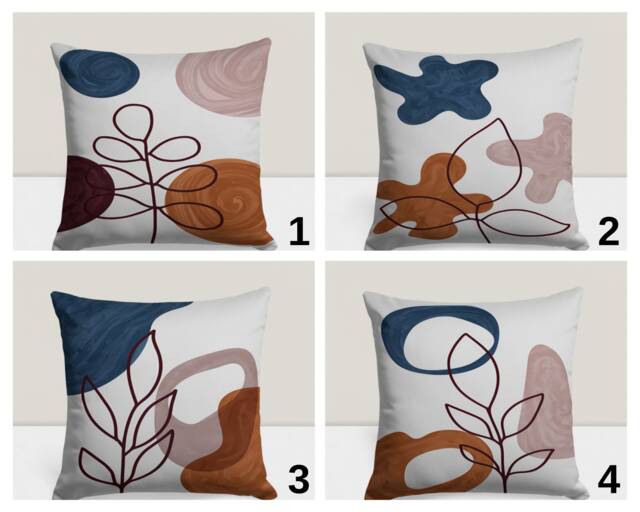 Floral Abstract Pillow Case, Boho Accent Cushion Cover, Minimalist One Line Flower, Chic Living Room Decor, Artistic Bedroom Decoration - image 1