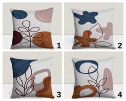 Floral Abstract Pillow Case, Boho Accent Cushion Cover, Minimalist One Line Flower, Chic Living Room Decor, Artistic Bedroom Decoration - thumbnail 1