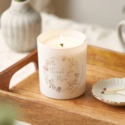 Personalised Scented Candle Thank You Mum Gift, Engraved Floral Design - thumbnail 1