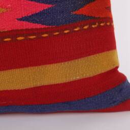 Handwoven Kilim Pillow Cover Turkish Wool Cushion, 20x20 - thumbnail 2