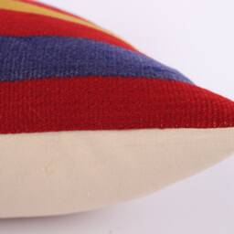 Handwoven Kilim Pillow Cover Turkish Wool Cushion, 20x20 - thumbnail 4