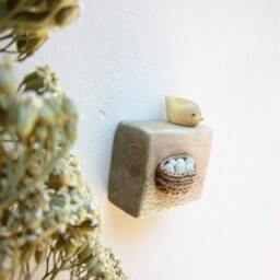 Miniature Nest With Bird, Minimalist Wall Art, Simple Home Decor, Eggs, Miniature Wood Carving, Unique Art - thumbnail 3