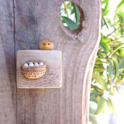 Miniature Nest With Bird, Minimalist Wall Art, Simple Home Decor, Eggs, Miniature Wood Carving, Unique Art - thumbnail 2