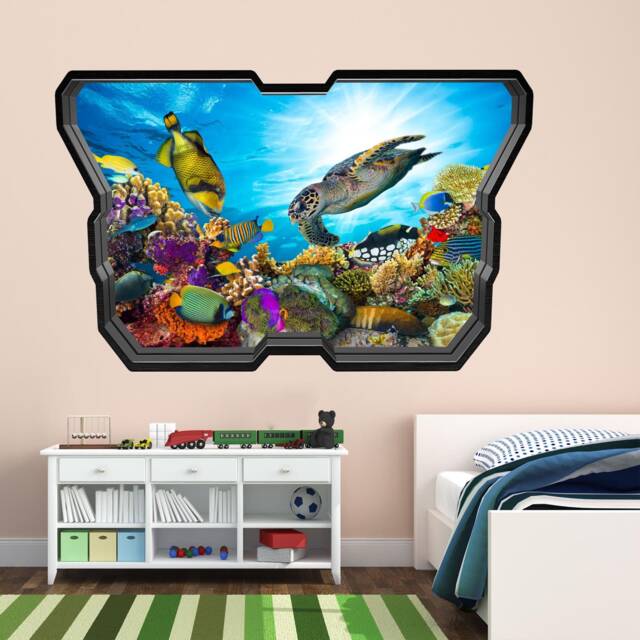 Fishes Sea Turtle Wall Decal Sticker Mural Poster Print Art Kids Bedroom Home Decor Av3 - image 1