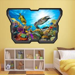 Fishes Sea Turtle Wall Decal Sticker Mural Poster Print Art Kids Bedroom Home Decor Av3 - thumbnail 2