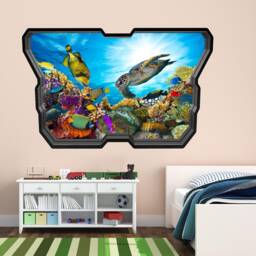 Fishes Sea Turtle Wall Decal Sticker Mural Poster Print Art Kids Bedroom Home Decor Av3 - thumbnail 1