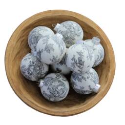 Black Toile Christmas Ornaments, Modern Decoration, Tree Ball, Classic Holiday, French Country - thumbnail 3