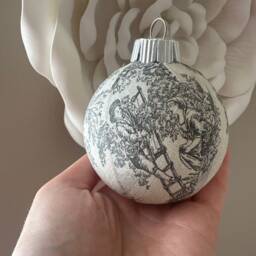 Black Toile Christmas Ornaments, Modern Decoration, Tree Ball, Classic Holiday, French Country - thumbnail 4