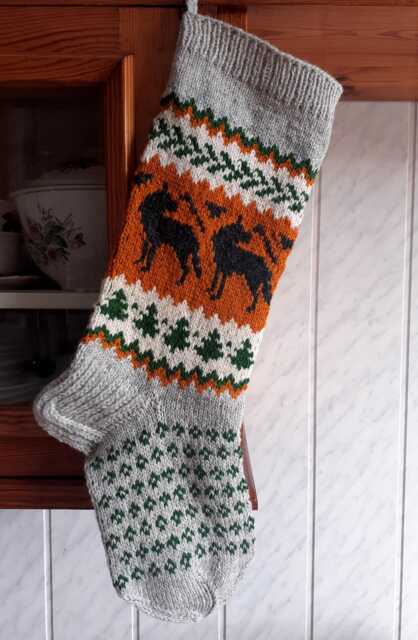 Handknit Wool Christmas Stocking - Personalized Nordic Wolf Ornament - image 1