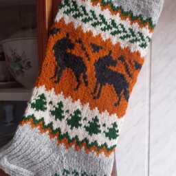 Handknit Wool Christmas Stocking - Personalized Nordic Wolf Ornament - thumbnail 2