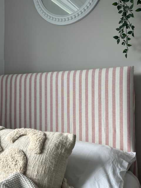 Bespoke Headboard Cover - Candy Stripe Dusky Pink - image 1