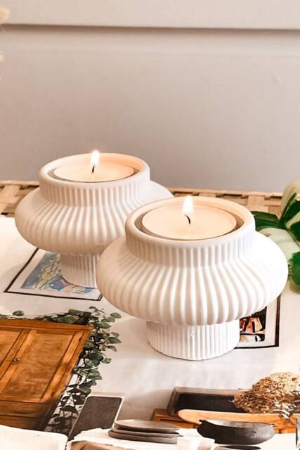 Nordic Ceramic Candle Holder Handmade Minimalist Decor - image 1