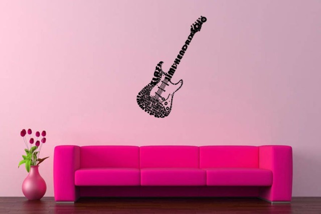 Music Treble Clef For Wall Decor Vinyl Record Flowers Hearts Musical Notes Guitar Name Bass Melody Diy Wall Stickers - image 1