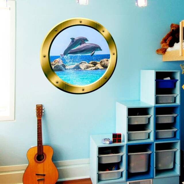 Scenic Landscape Wallpaper, Fake Window Decal, Wall Mural Art Beach Room Decor Gp27 - image 1