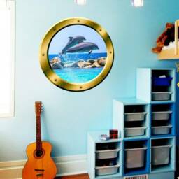 Scenic Landscape Wallpaper, Fake Window Decal, Wall Mural Art Beach Room Decor Gp27 - thumbnail 1