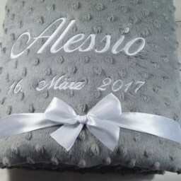 Two-Layer Baby Blanket With Name - Cotton Gray Stars 75 X 100 cm Decke Gift Birth Baptism - 900106 - thumbnail 2