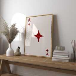 Ace Of Diamonds Card Art Print, Mid Century Modern Bar Cart Decor - thumbnail 1