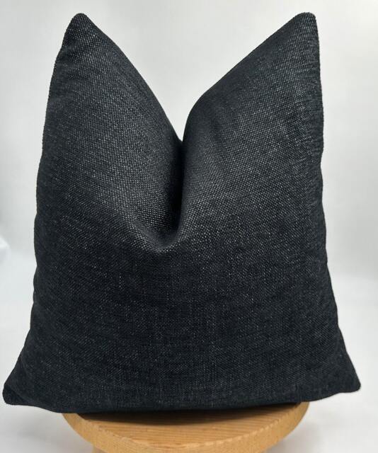 Textured Black Linen Pillow Cover, Weave Cushion, 20x20 - image 1