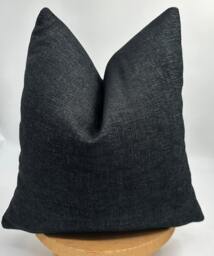 Textured Black Linen Pillow Cover, Weave Cushion, 20x20 - thumbnail 1